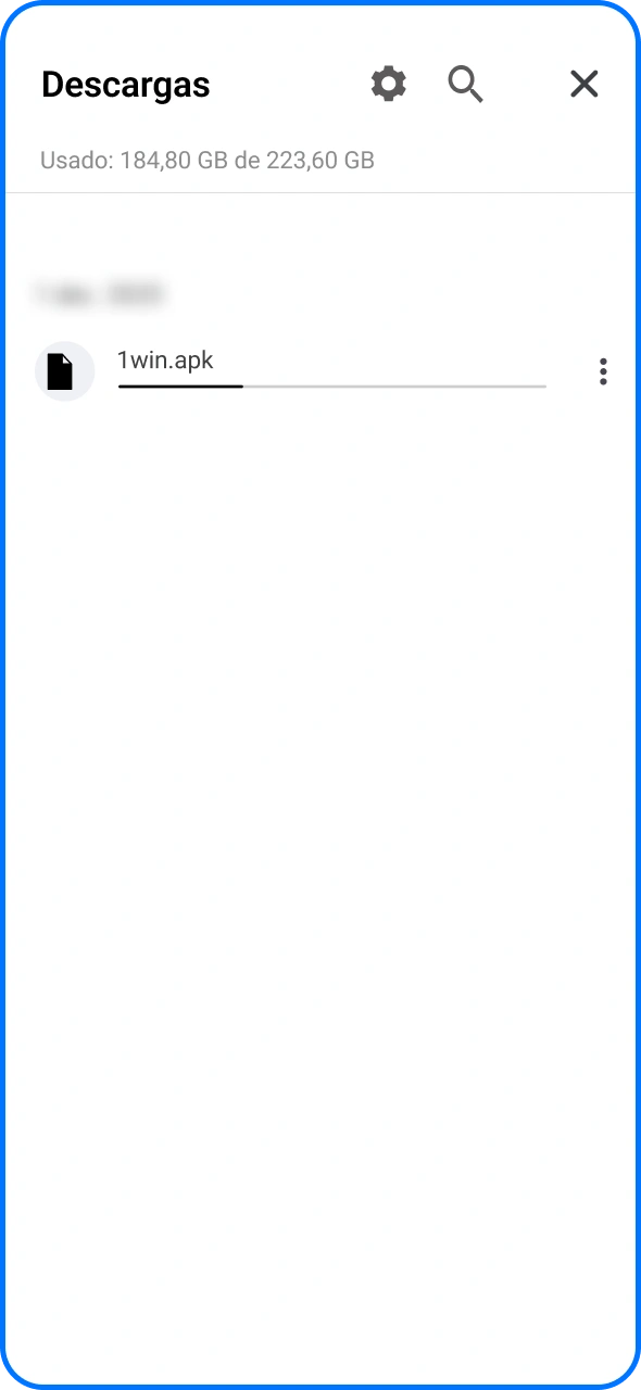 Completa el proceso de descarga del archivo APK en la plataforma 1win.