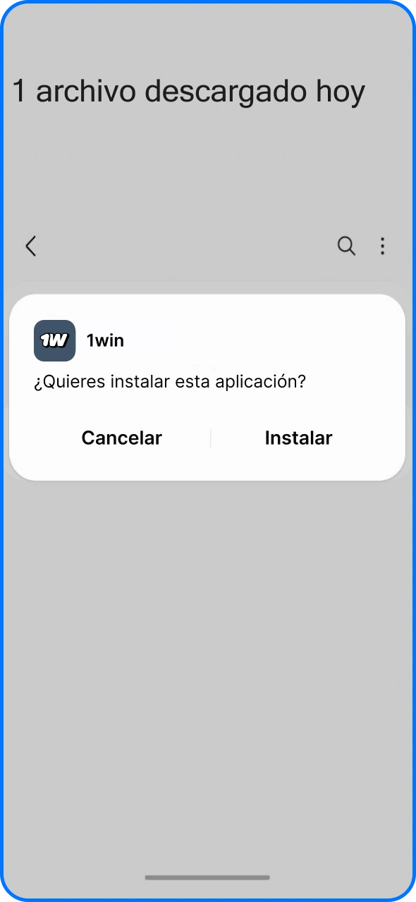 Pulsa el botón para iniciar el proceso de instalación de 1win.