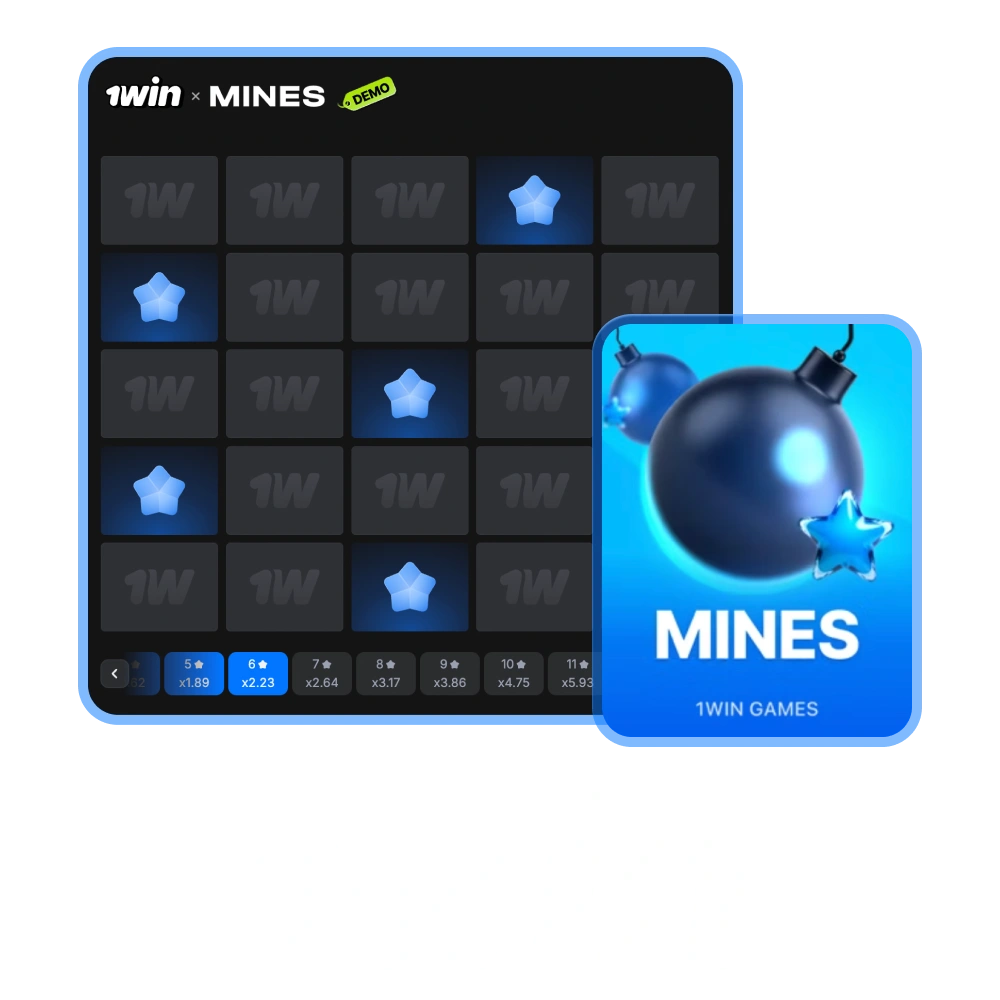 Pon a prueba tus habilidades en el juego 1win Mines en la plataforma oficial.