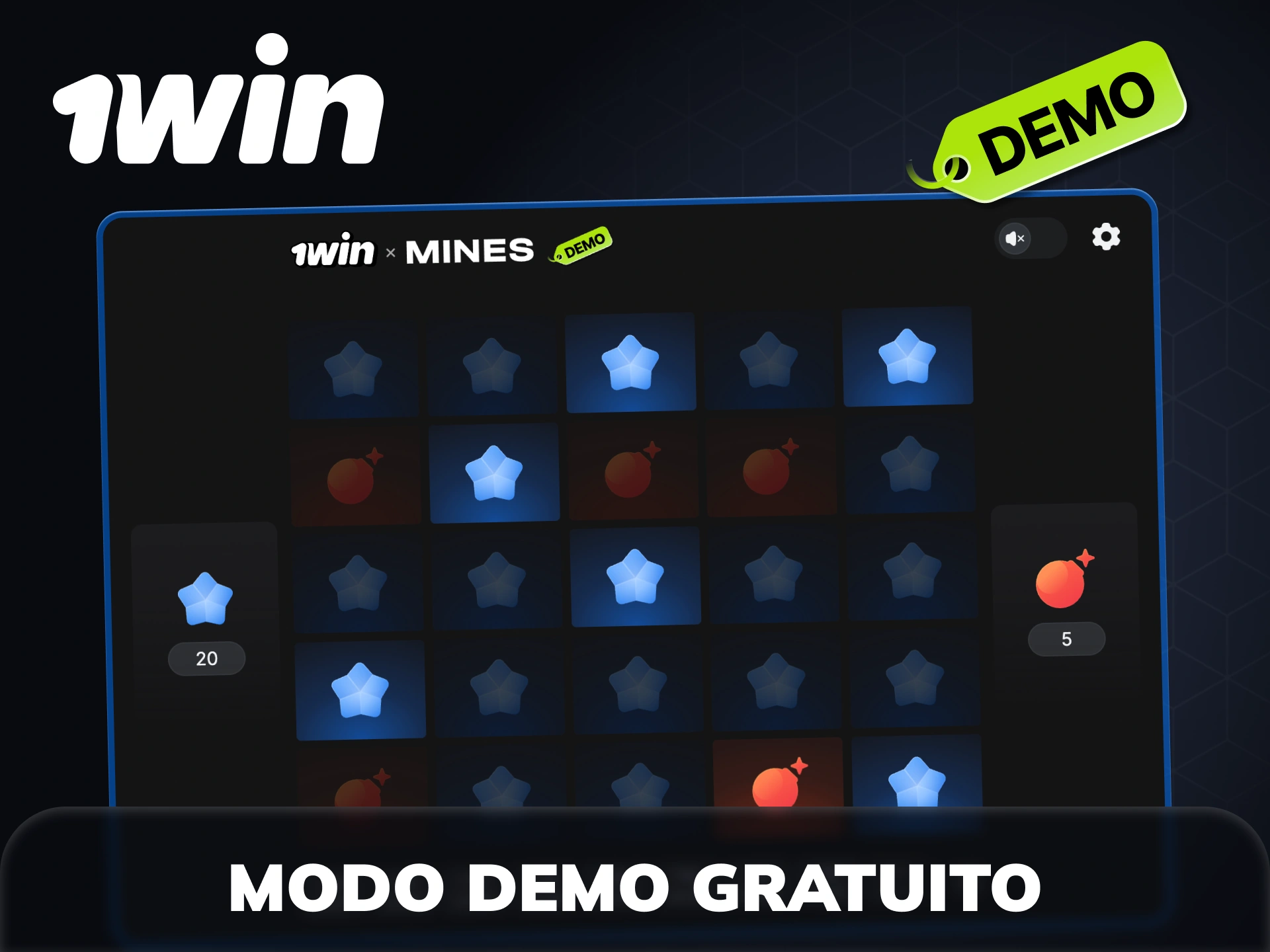 Usa el modo demo para jugar gratis al juego 1win Mines.