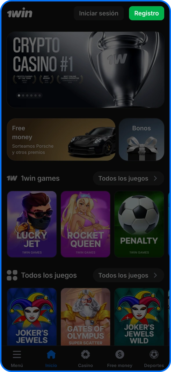 Acceda al sitio web o la aplicación de 1win y haga clic en el botón de registro.