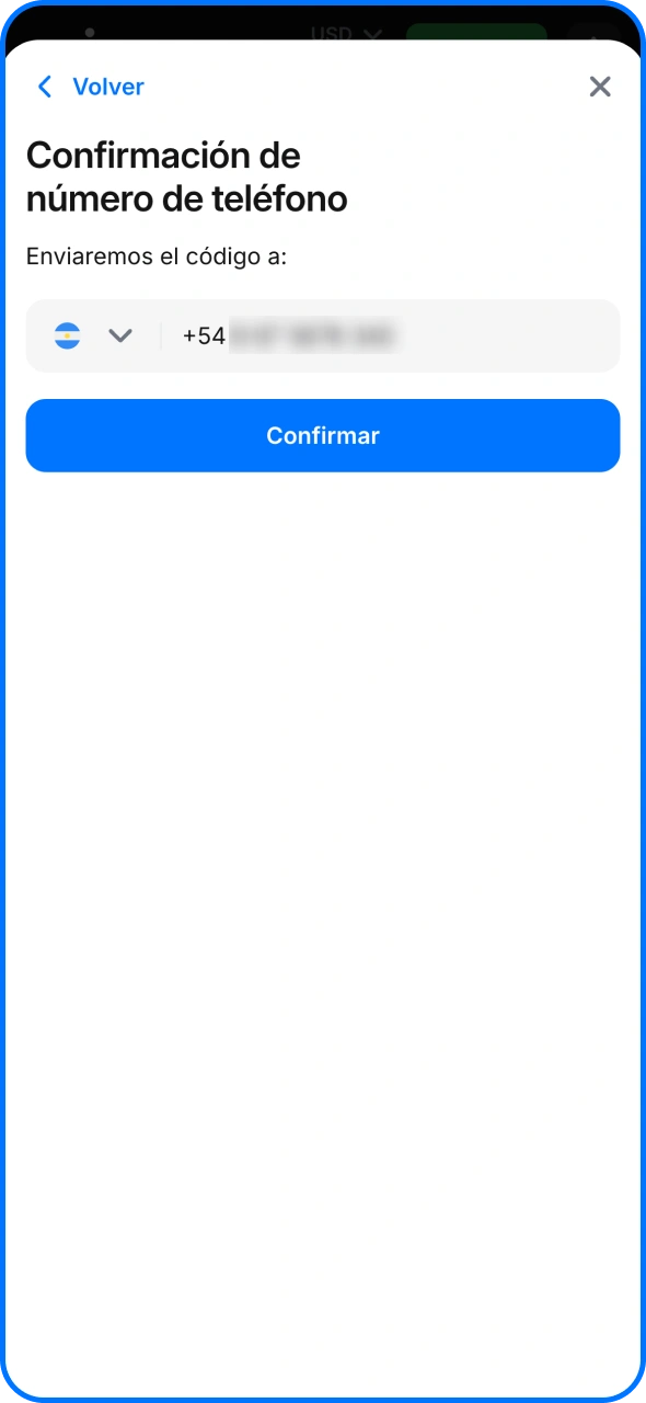 Verifica tu número de teléfono para completar el registro en 1win.