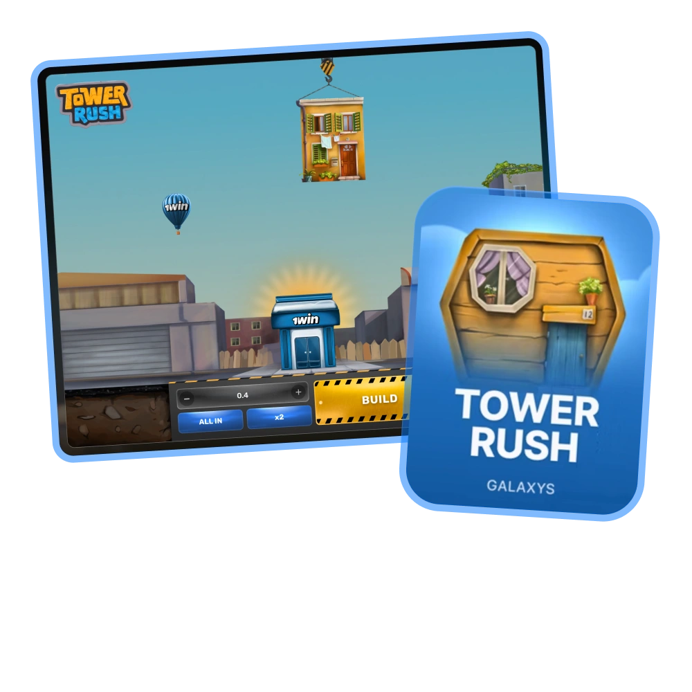 Consigue tu gran victoria en el juego Tower Rush en 1win official.